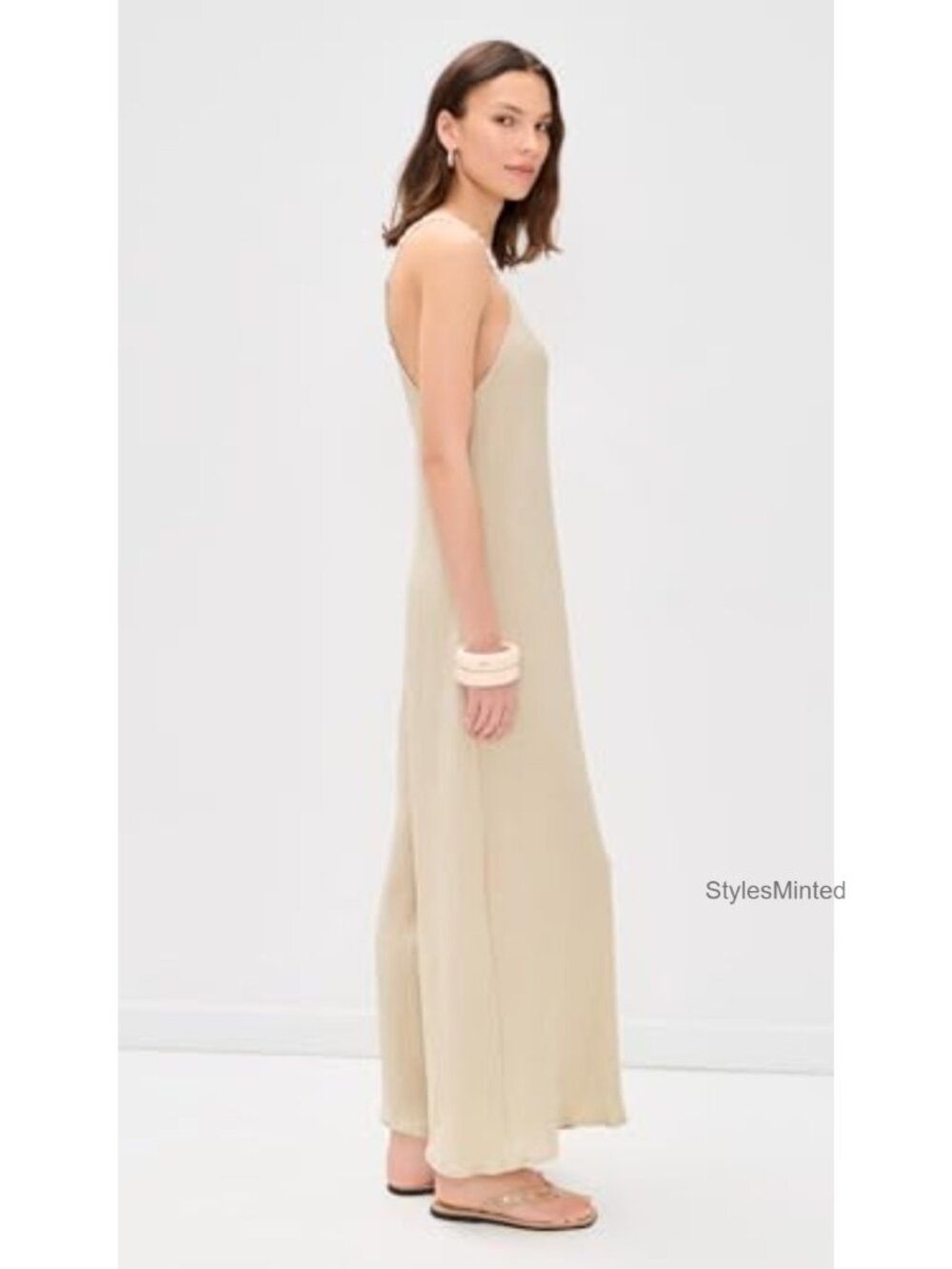 Bali Jumpsuit Lightweight Viscose Linen Gauze Beaded Straps Relaxed - Picture 3 of 5